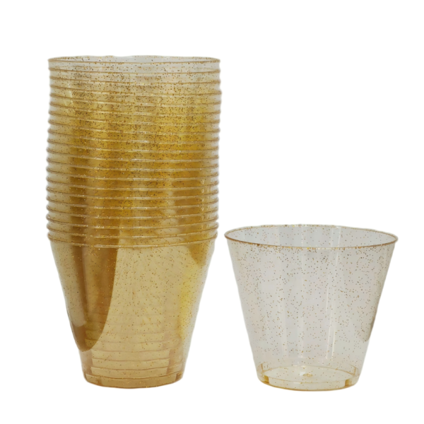 Gold Glitter Clear Disposable Cups