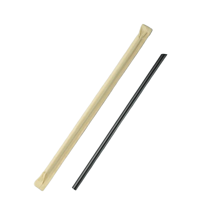 Individually Wrapped Black PP Milk Tea Straw