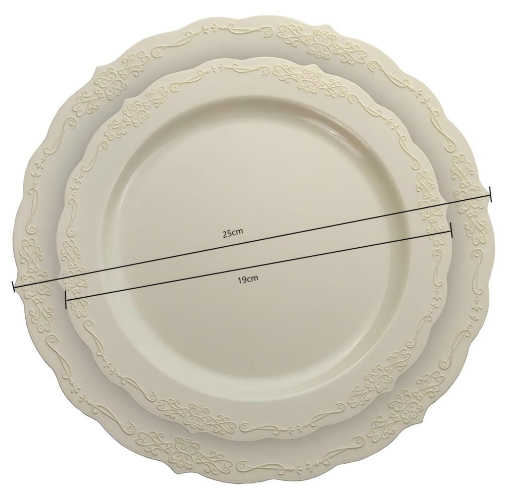 Beige Embossed Disposable Round Plates - Image 4