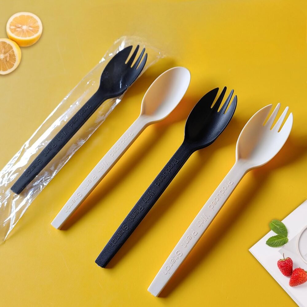 Biodegradable Corn Starch Fork & Spoon (Individually Wrapped) - Image 3