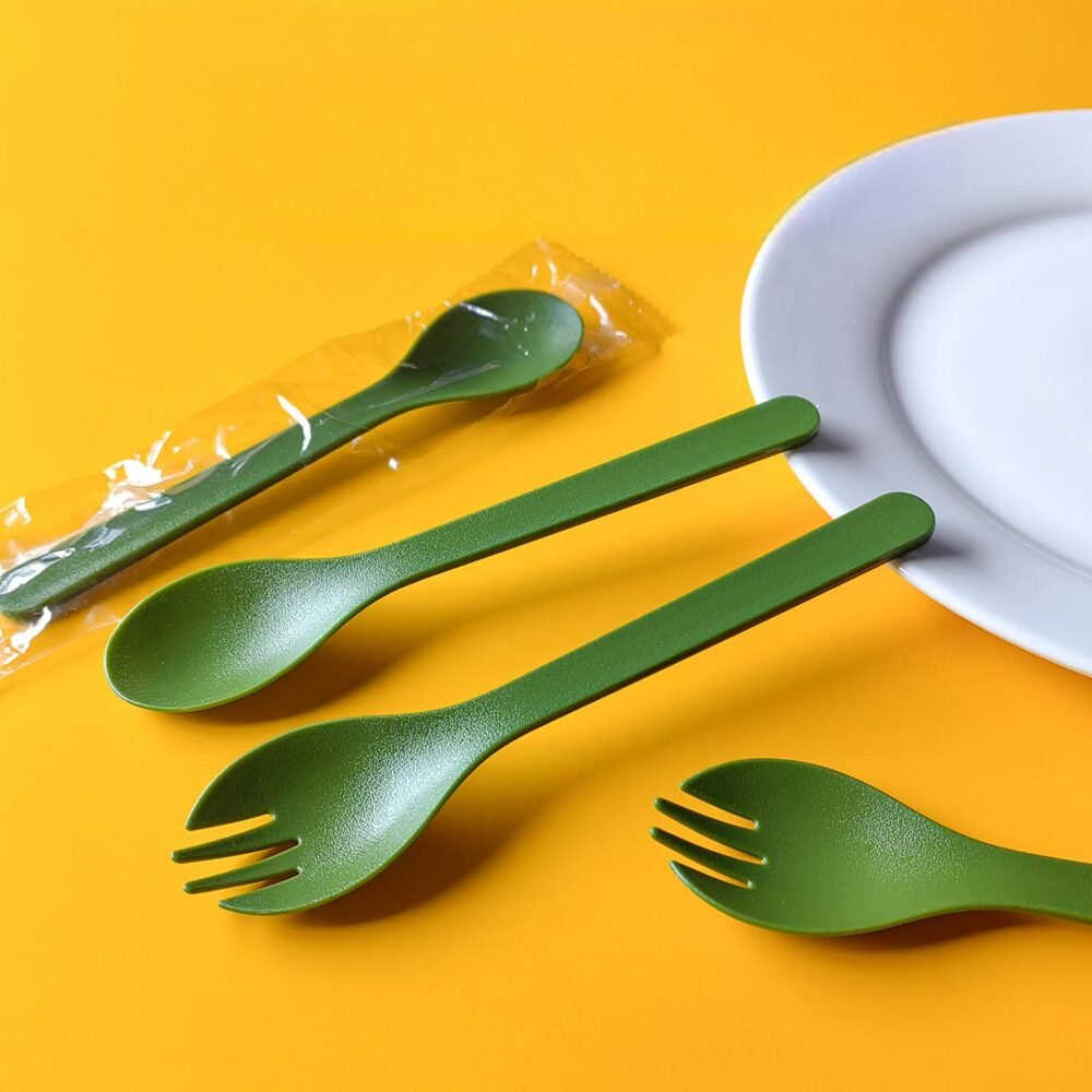 Matcha Green Thickened Disposable Fork-Spoon - Image 3
