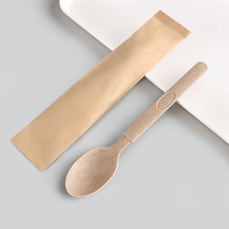 Individually Wrapped Wheat Straw Biodegradable Spoon - Image 2
