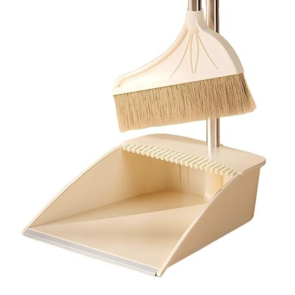 Natural Bristle Broom and Dustpan Set – Stainless Steel Handle