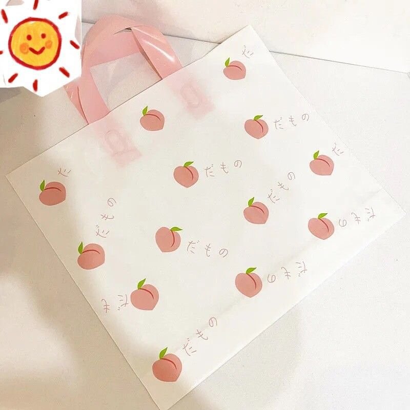 Summer Peach-Inspired Plastic Shopping Bag with Handles - Image 4