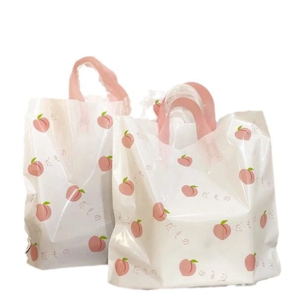 Summer Peach-Inspired Plastic Shopping Bag with Handles